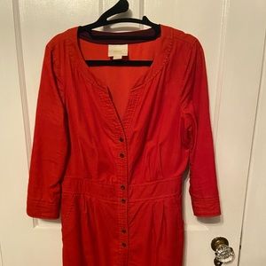 Anthropologie Maeve orange 3/4 sleeve dress